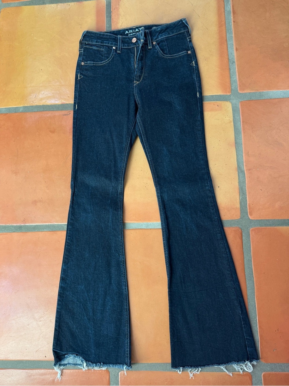 Ariat Dark Indigo Raw-Hem Wide Leg Jeans